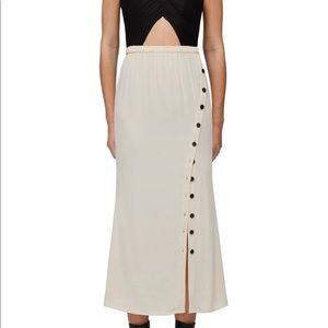 NWT Self-Portrait Stretch-Crepe Button Midi Skirt NWT